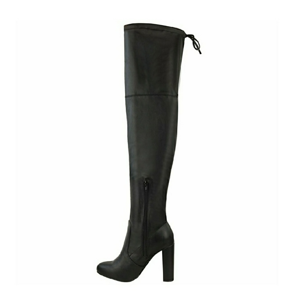 Faux leather over the knee boots